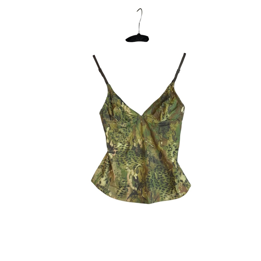 Urban Outfitters  Camo Animal Print Camisole V-Neck Lace Trim Tank Top  Womens